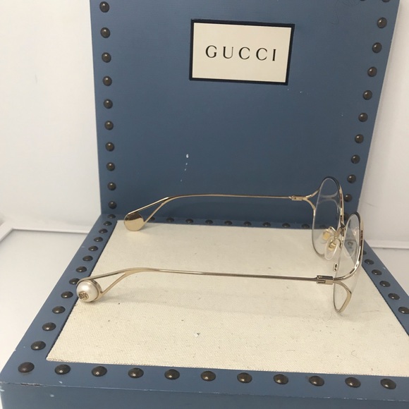 Gucci GG0254OA Gold-001 54-20-135mm Eyeglasses Authentic - Picture 9 of 12